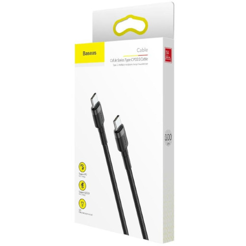 Кабель Baseus Cafule Type-C to Type-C PD 2.0 60W (1m) Black