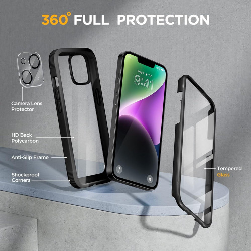Чохол Miracase Glass Screen Protector для iPhone 14 Black (Без уп)