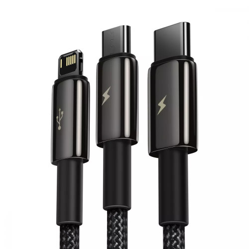 Кабель Baseus Tungsten Gold 3в1 Fast Charging Data (Micro USB+Lightning+Type-C) 3.5 Кабель Baseus Tungsten Gold 3в1 Fast Charging Data (Micro USB+Lightning+Type-C) 3.5
