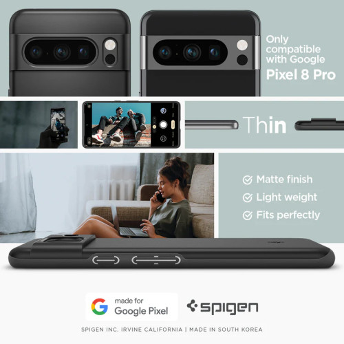 Чохол Spigen Thin Fit для Google Pixel 8 Pro Black