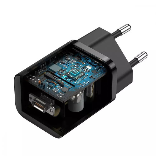 МЗП Baseus Super Silicone PD Charger 25W (1Type-C) + With Cable Type-C to Type-C 3A (1m) Black