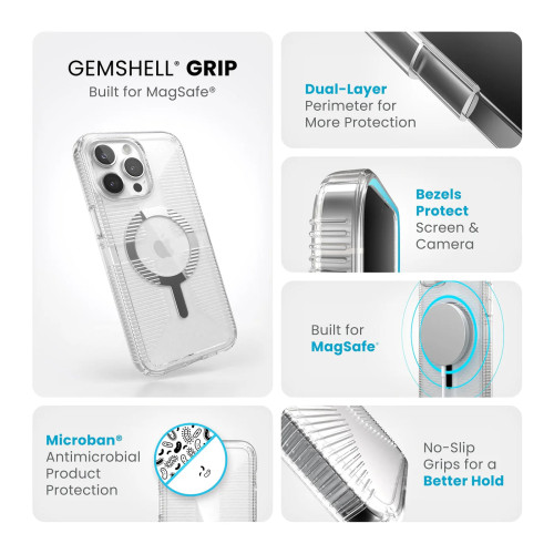 Чохол Speck GemShell Grip MagSafe для iPhone 15 Pro Max Clear/Chrome Чохол Speck GemShell Grip MagSafe для iPhone 15 Pro Max Clear/Chrome