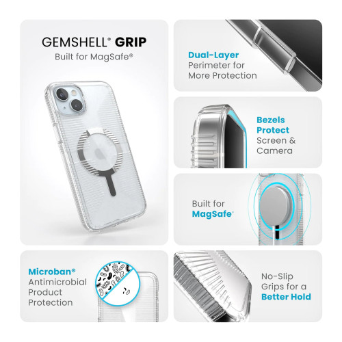 Чохол Speck GemShell Grip MagSafe для iPhone 15 Plus/14 Plus Clear/Chrome