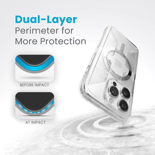 Чохол Speck GemShell Grip MagSafe для iPhone 15 Pro Clear/Chrome Чохол Speck GemShell Grip MagSafe для iPhone 15 Pro Clear/Chrome