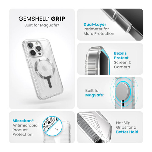 Чохол Speck GemShell Grip MagSafe для iPhone 15 Pro Clear/Chrome Чохол Speck GemShell Grip MagSafe для iPhone 15 Pro Clear/Chrome