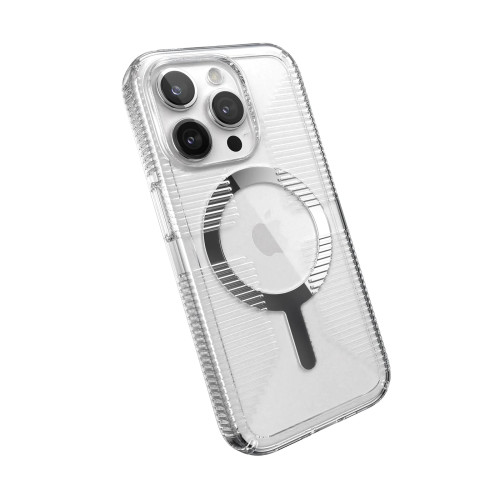 Чохол Speck GemShell Grip MagSafe для iPhone 15 Pro Clear/Chrome Чохол Speck GemShell Grip MagSafe для iPhone 15 Pro Clear/Chrome