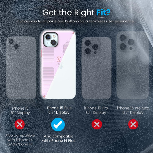 Чохол Speck Candyshell Grip MagSafe для iPhone 15 Plus/14 Plus Soft Lilac/Carnation Petal
