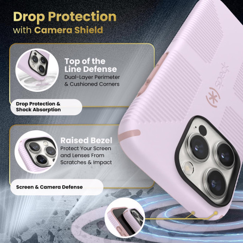 Чохол Speck Candyshell Grip MagSafe для iPhone 15 Pro Soft Lilac/Carnation Petal