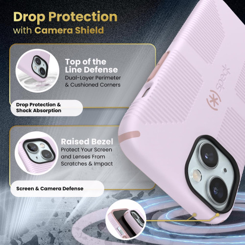 Чохол Speck Candyshell Grip MagSafe для iPhone 15/14/13 Soft Lilac/Carnation Petal Чохол Speck Candyshell Grip MagSafe для iPhone 15/14/13 Soft Lilac/Carnation Petal