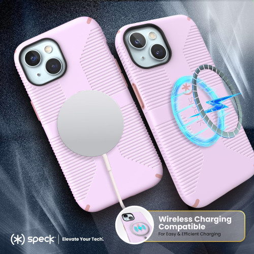Чохол Speck Candyshell Grip MagSafe для iPhone 15/14/13 Soft Lilac/Carnation Petal Чохол Speck Candyshell Grip MagSafe для iPhone 15/14/13 Soft Lilac/Carnation Petal