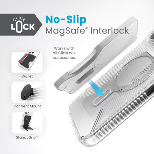 Чохол Speck Presidio Perfect-Clear Grip ClickLock MagSafe для iPhone 15 Pro Max Clear/Chrome Чохол Speck Presidio Perfect-Clear Grip ClickLock MagSafe для iPhone 15 Pro Max Clear/Chrome