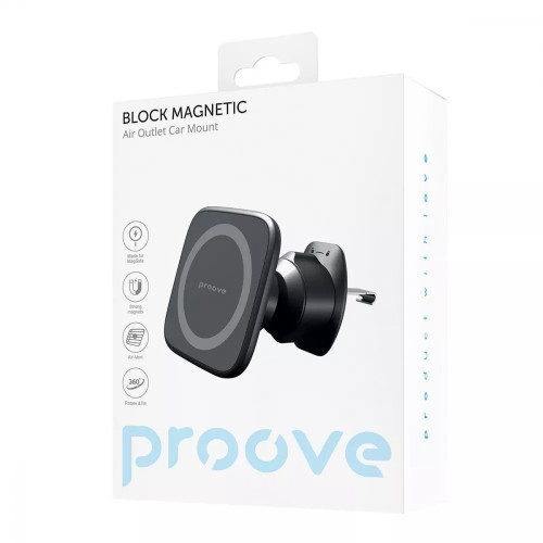 Автомобільний тримач Proove Block Magnetic Air Outlet Car Mount Magnetic Ring Black