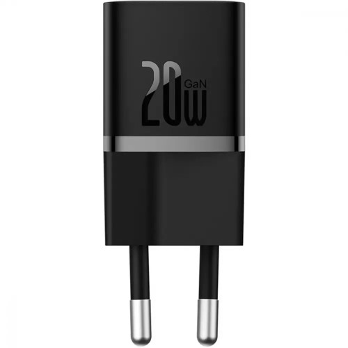МЗП Baseus GaN5 Mini Fast Charger Type-C 20W (With Cable Type-C to Type-C 100W 1m) Black