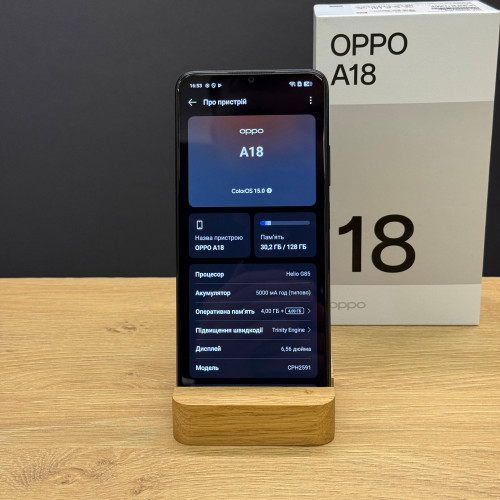 Вживаний смартфон OPPO A18 4/128 Glowing Black (Хороший+ стан) Вживаний смартфон OPPO A18 4/128 Glowing Black (Хороший+ стан)