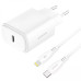 МЗП Proove Silicone Power 2 20W (Type-C) + Кабель Type-C to Lightning White