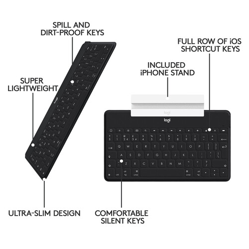 Клавіатура портативна бездротова Logitech KEYS-TO-GO для iPhone, iPad, Apple TV Black (Open Box) Клавіатура портативна бездротова Logitech KEYS-TO-GO для iPhone, iPad, Apple TV Black (Open Box)