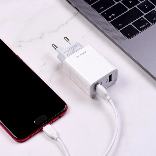 МЗП Borofone Speedway 18W QC3 2xUSB With Cable USB to microUSB White МЗП Borofone Speedway 18W QC3 2xUSB With Cable USB to microUSB White