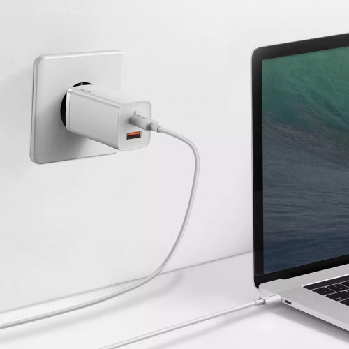 МЗП Baseus GaN2 Lite Quick Charger 65W (1 Type-C + 1 USB) White МЗП Baseus GaN2 Lite Quick Charger 65W (1 Type-C + 1 USB) White