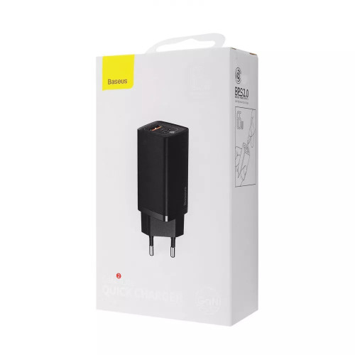 МЗП Baseus GaN2 Lite Quick Charger 65W (1 Type-C + 1 USB) Black МЗП Baseus GaN2 Lite Quick Charger 65W (1 Type-C + 1 USB) Black
