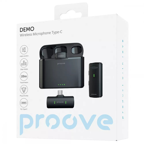 Бездротовий петличний мікрофон Proove Demo Type-C Black Бездротовий петличний мікрофон Proove Demo Type-C Black