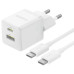 МЗП Baseus Palm Fast Charger Type-C+USB 30W (With Cable Type-C to Type-C 60W 1m) White